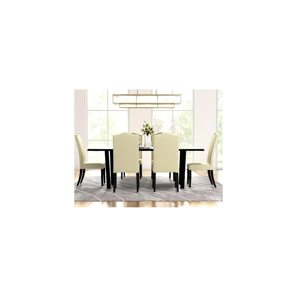 Nailhead Trim Tufted Back Parson Chair - Solid Wooden Frame with Foam Seat and Back Linen Upholstered Chairs - Modern Home Decor Furniture for Living Room, Dining (Espresso)
