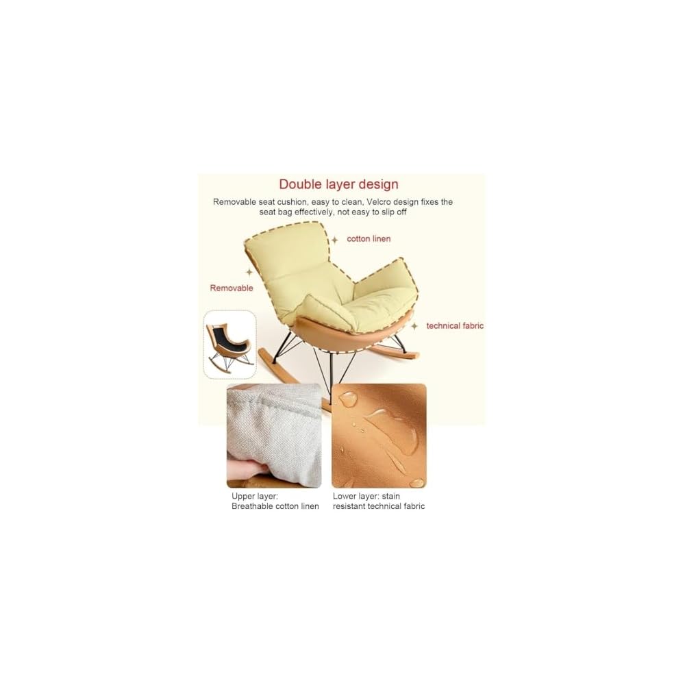 LSLYTQ Living Room Reclining Rocking Chair, Rocking Chair with Foot Stool, Balcony Relaxing Chair, Armchair, Soft Leather Chair, Bedroom Lounge Living Room Reading Chair