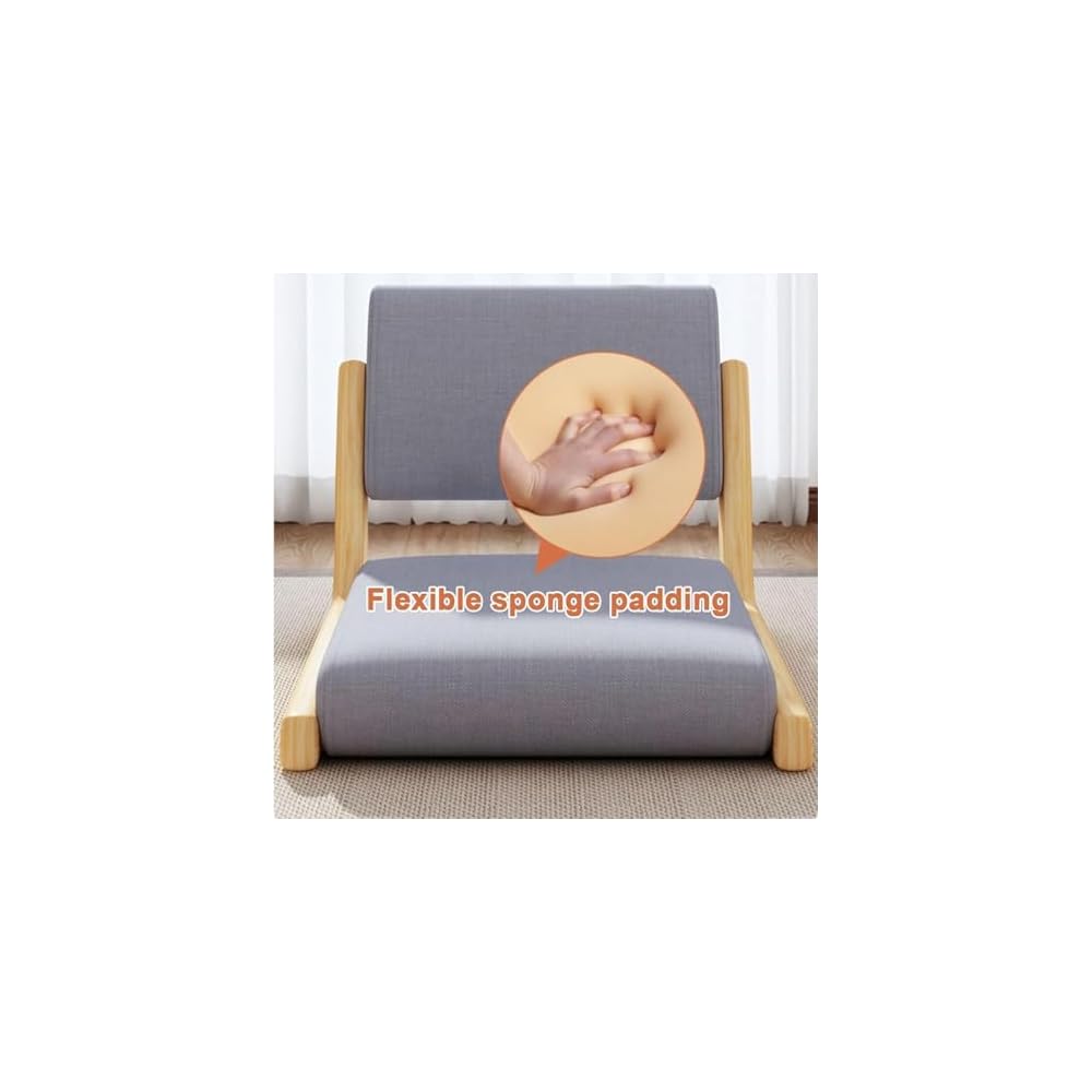 Japanese Floor Meditation Chair with Back Support - Solid Wood, Ergonomic Design for Living Room, Bedroom, Bay Window - Walnut-Green Color, Perfect for Relaxation