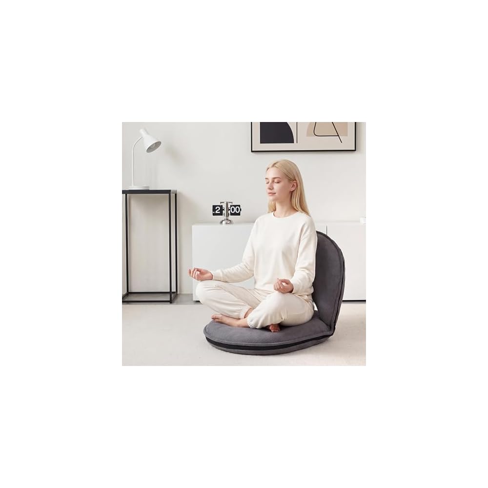 1 Pcs Floor Chair with Back Support, 5 Foldable Position, Grey