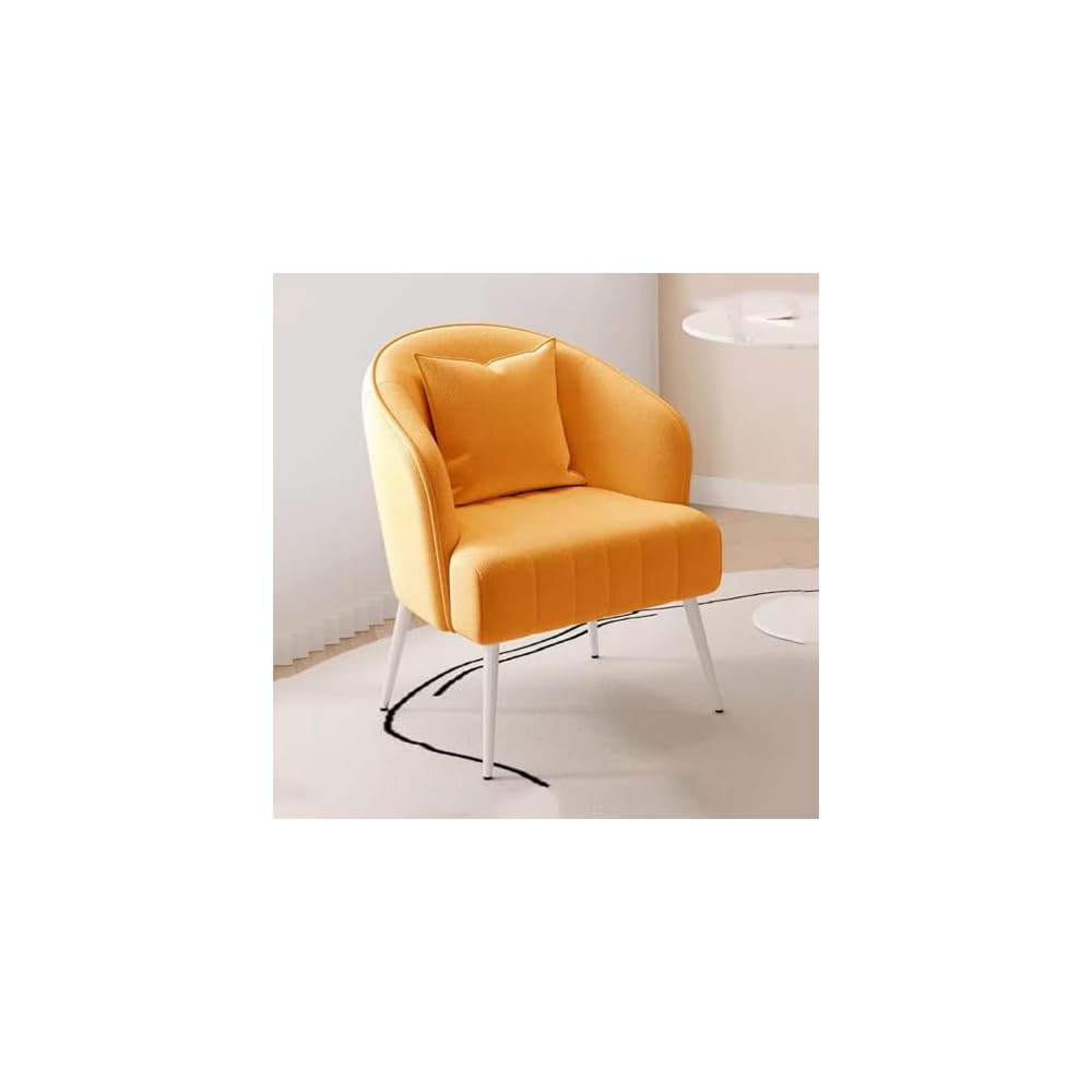 Modern Plush Living Room Chair Upholstery Lazy Chair Arm Chair with Pillows,Comfy Chair Bedroom Accent Chairs Sofa Seat Chair for Hotel Parlour Negotiation(White,Gold Legs)