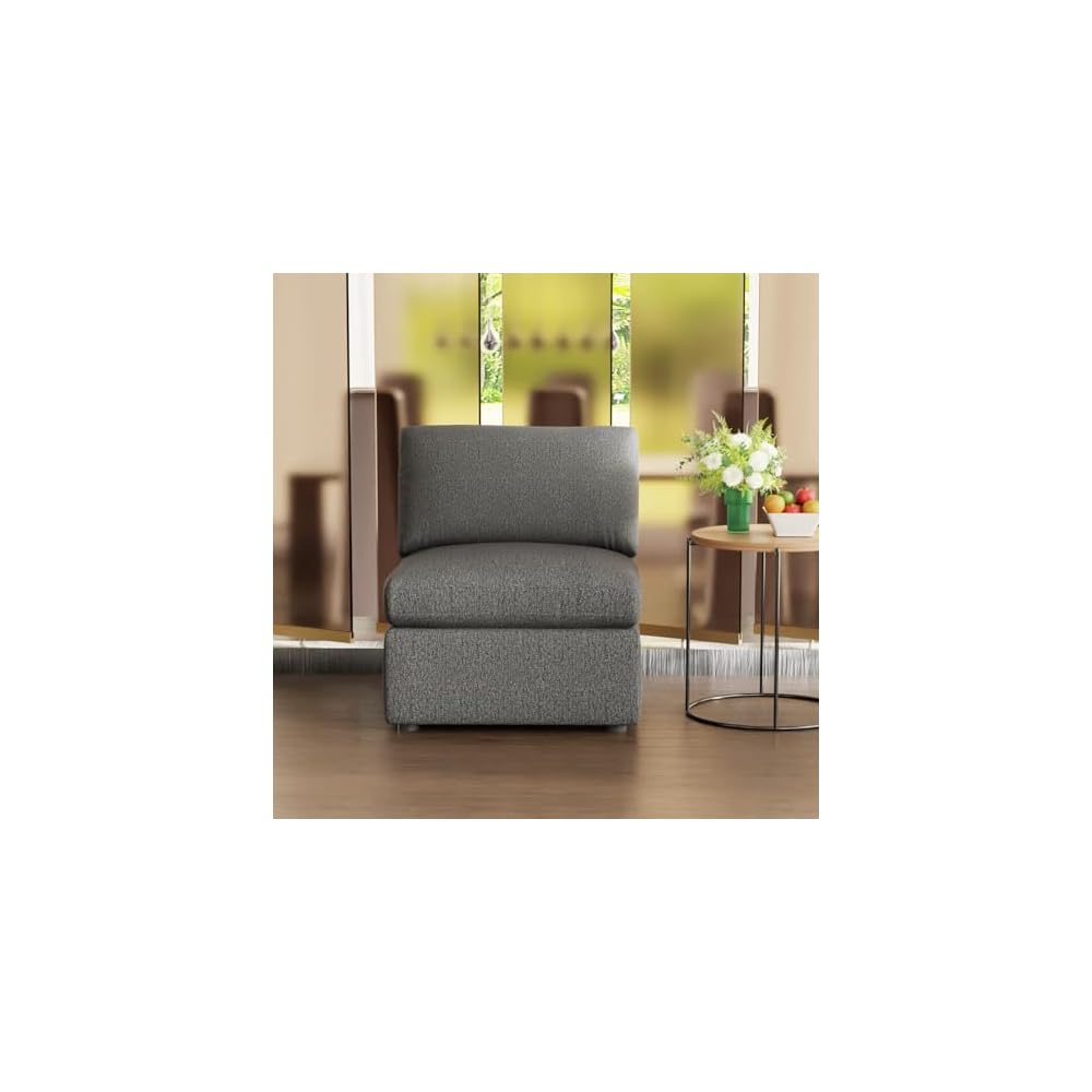 Sofa Couch Deep Seat Sofa Couch 1-Seat Convertible Sofa Modular Sectional Sofa Couch for Living Room Bedroom Home Office, Dark Gray