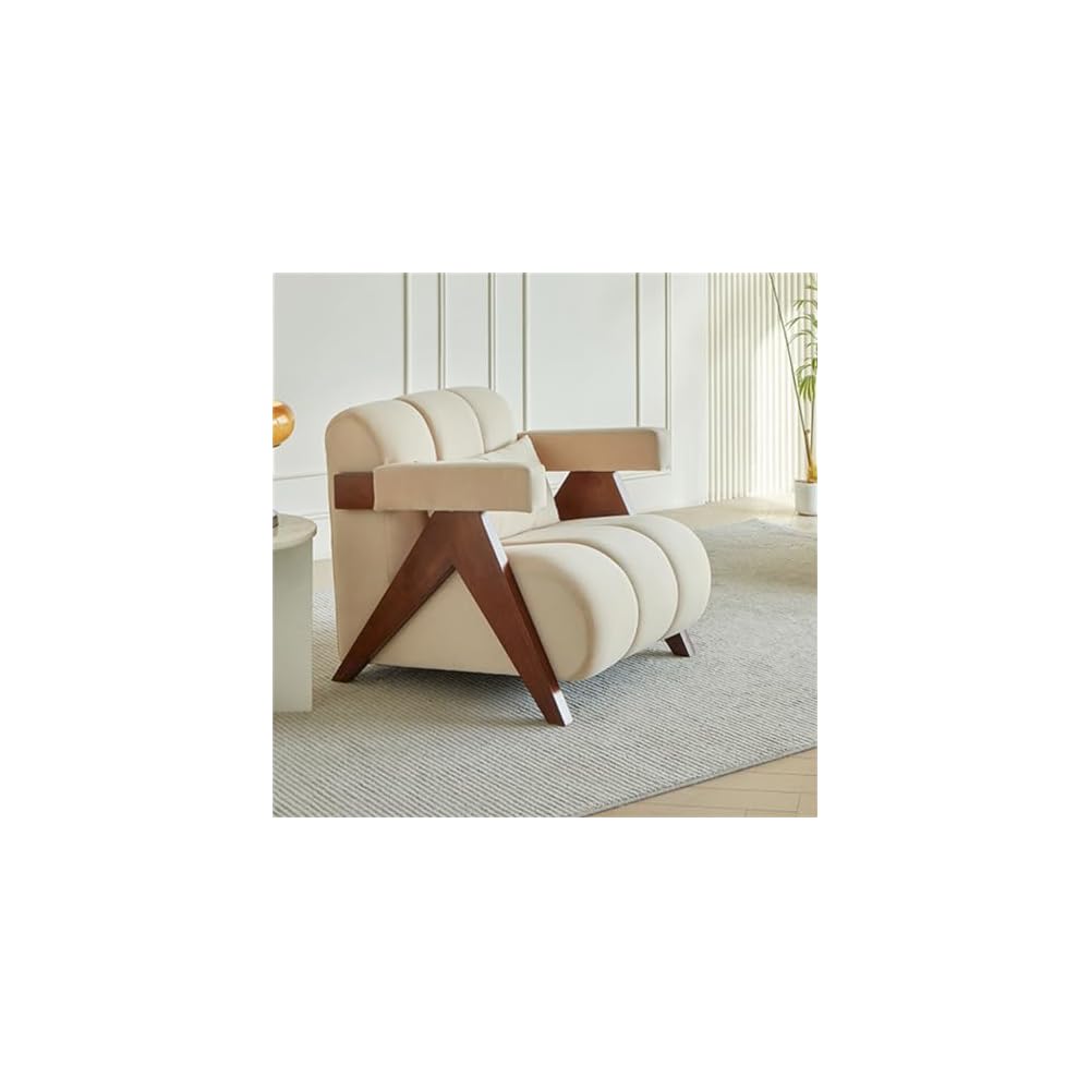 Living Room Single Sofa Chair Lamb's Wool Cream Balcony Lounge