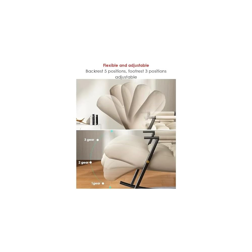 Modern Rocking Chair - Comfy Lounge Chair for Living Room & Bedroom, Stylish Armchair with Side Pockets, Light Grey Recliner for Relaxation