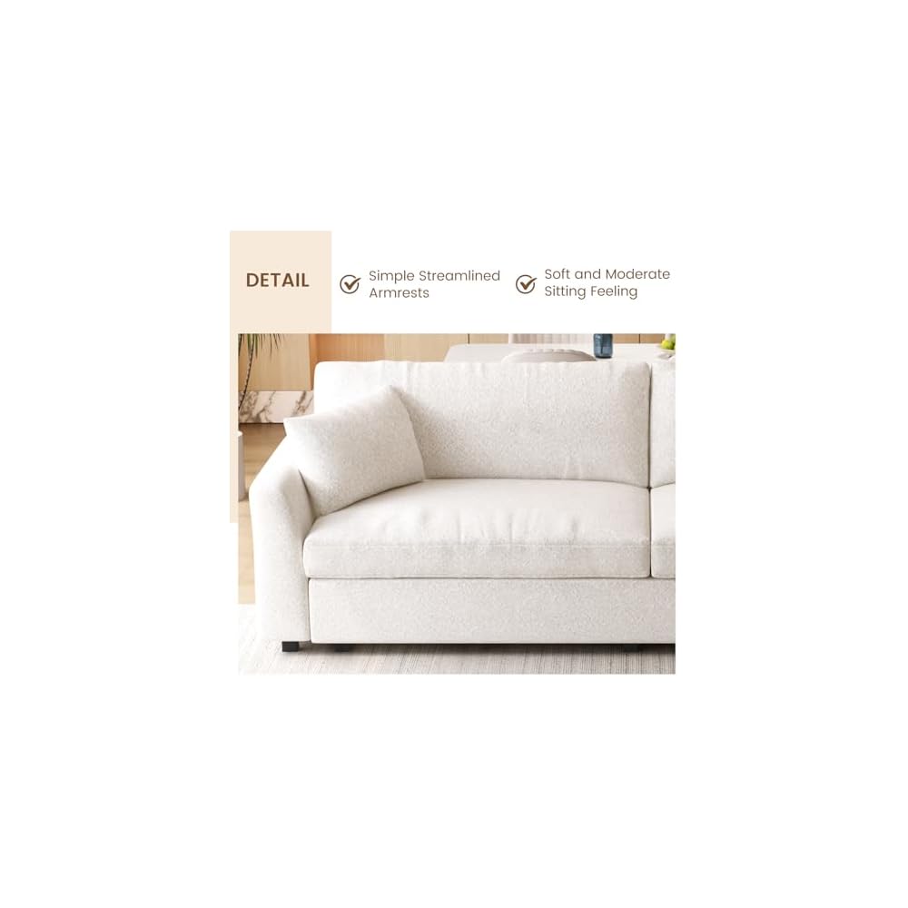 100" Modern Cloud Loveseat Sofa Couch Sleeper Sofa with 2 Pillows Strong Structure for Living Room Apartment Office