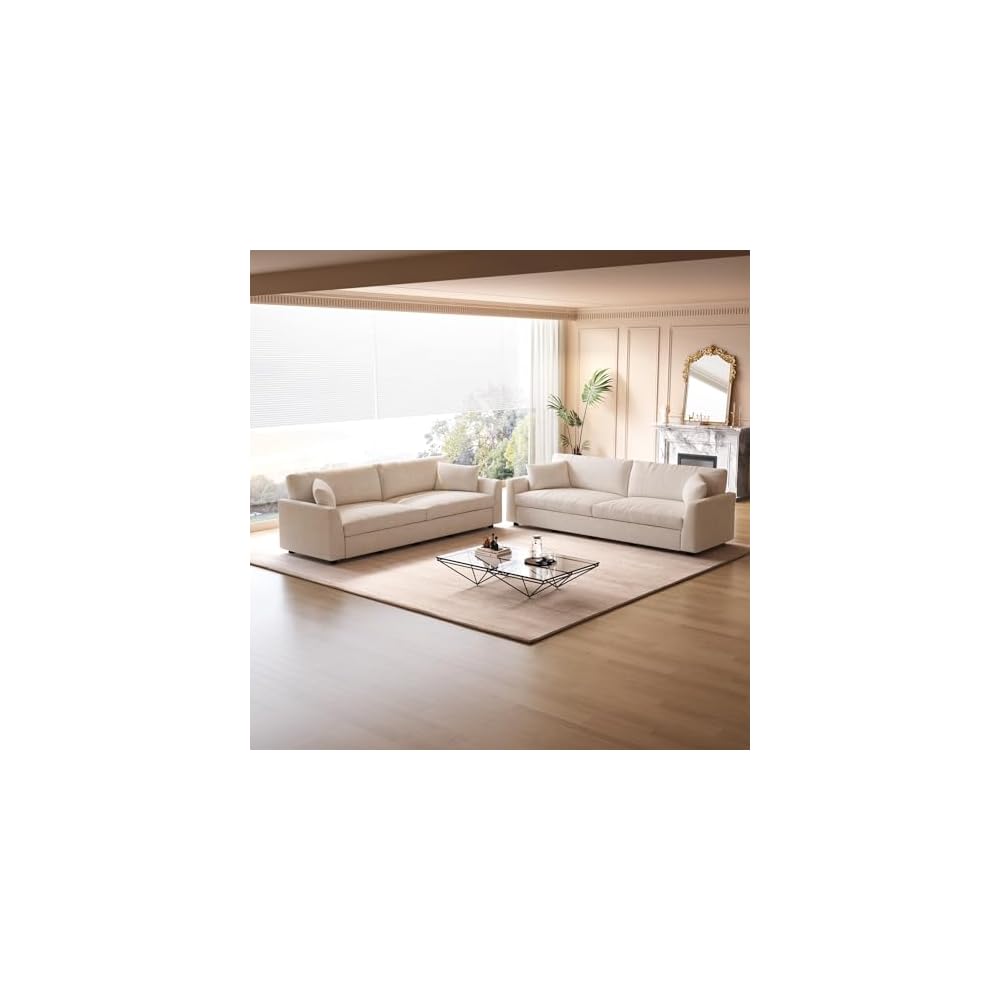 100" Modern Cloud Loveseat Sofa Couch Sleeper Sofa with 2 Pillows Strong Structure for Living Room Apartment Office