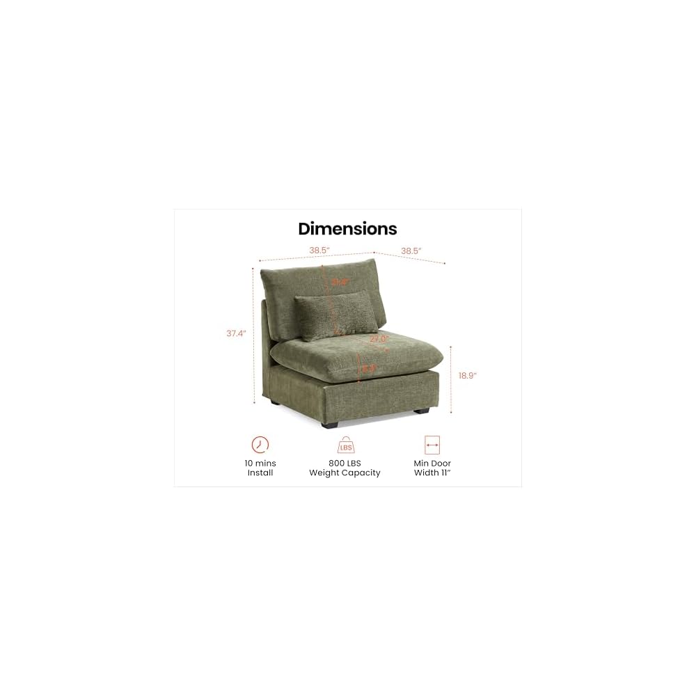 Module for Modular Oversized Couch, Sectional Sofa (Seater, Light Green）