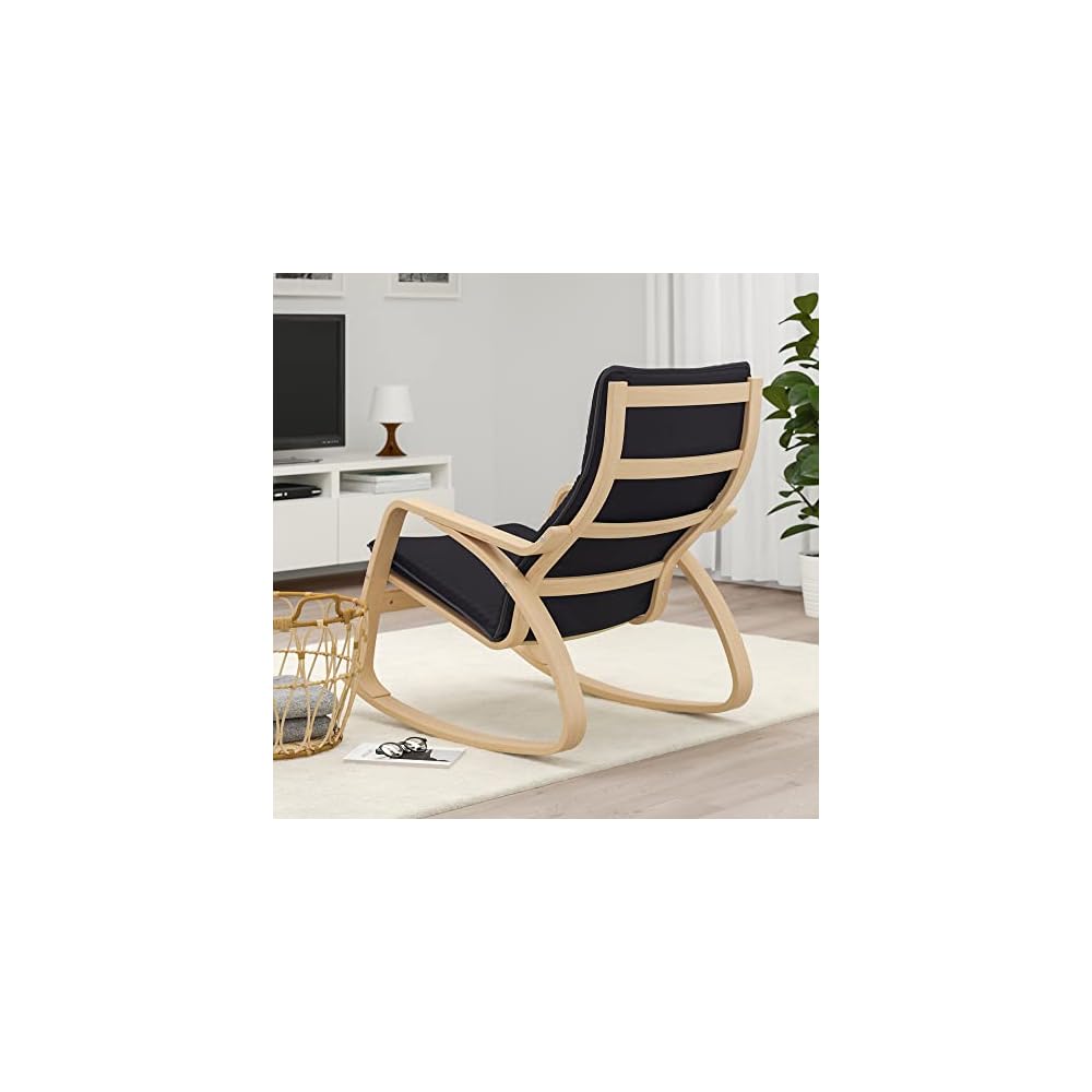 POÄNG Rocking-chair, white stained oak veneer/Knisa black