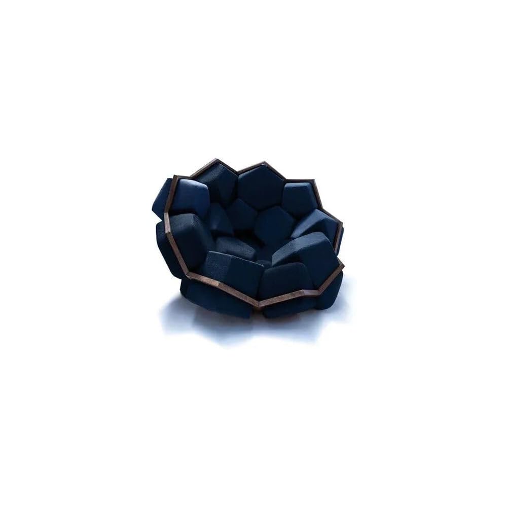 Artistic Quartz Armrest Leisure Chair – Modern Fabric Single Sofa for Home and Hotel Dark Blue