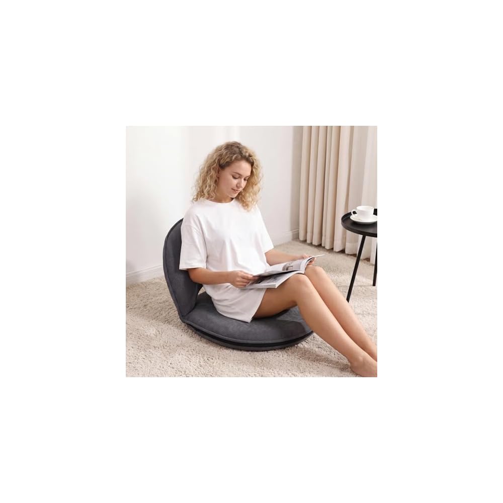 1 Pcs Floor Chair with Back Support, 5 Foldable Position, Grey