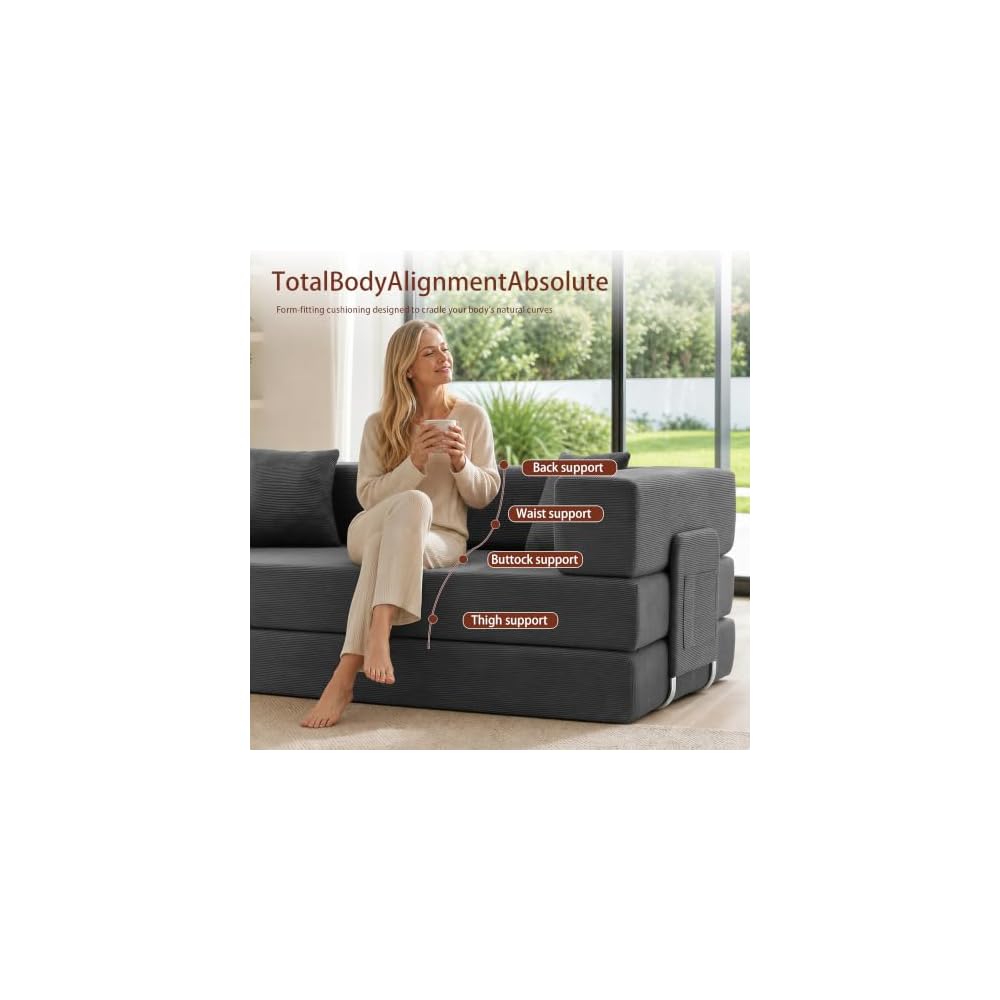 78.8" Convertible Sofa Bed, Boneless Couch for Living Room