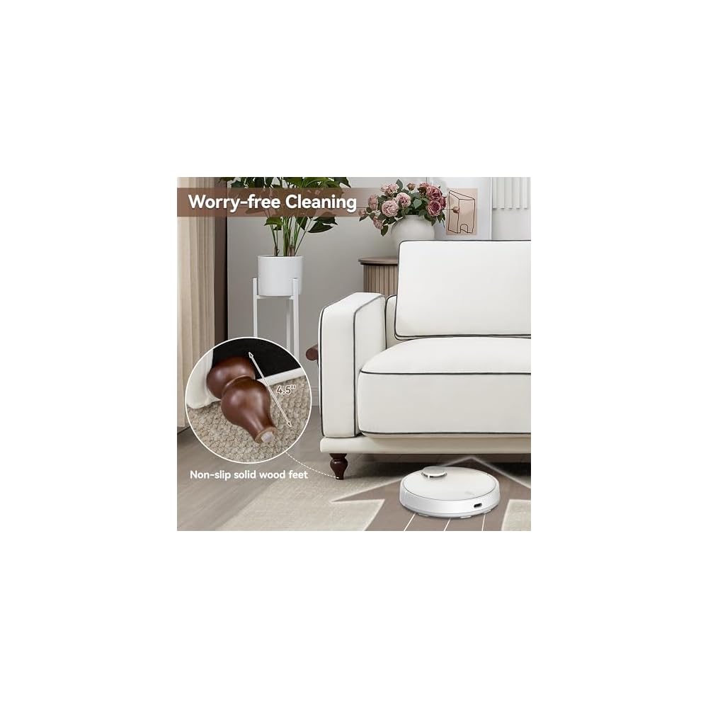 146" Modular Sectioanl Sofa, Oversized 4-Seater Cloud Couches for Living Room, Comfy Deep Seat Couches with Wooden Leg, Armrets, Chenille White