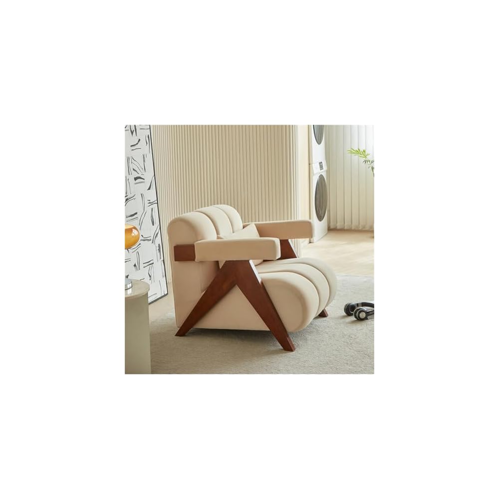 Living Room Single Sofa Chair Lamb's Wool Cream Balcony Lounge