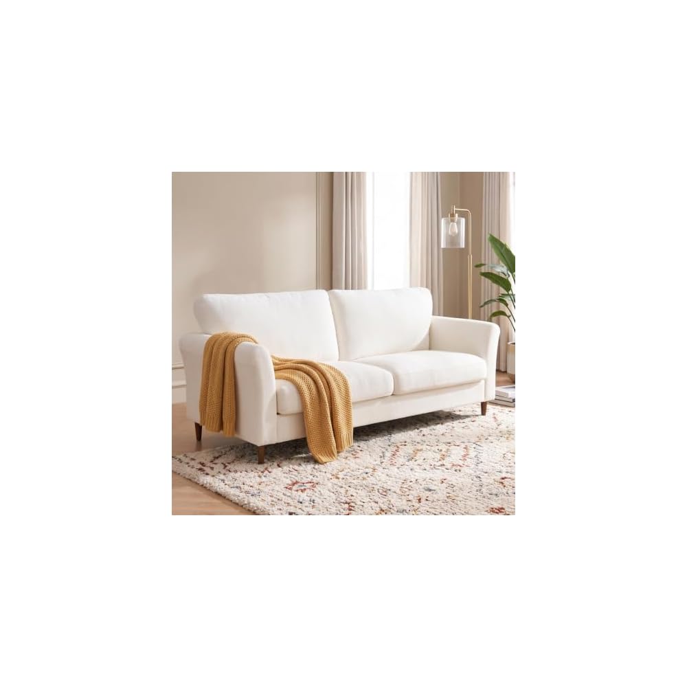 80" Linen Loveseat Sofa, Mid Century Modern Couch for Living Room, Cream