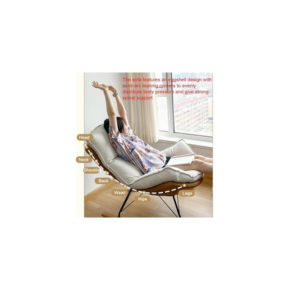 LSLYTQ Living Room Reclining Rocking Chair, Rocking Chair with Foot Stool, Balcony Relaxing Chair, Armchair, Soft Leather Chair, Bedroom Lounge Living Room Reading Chair