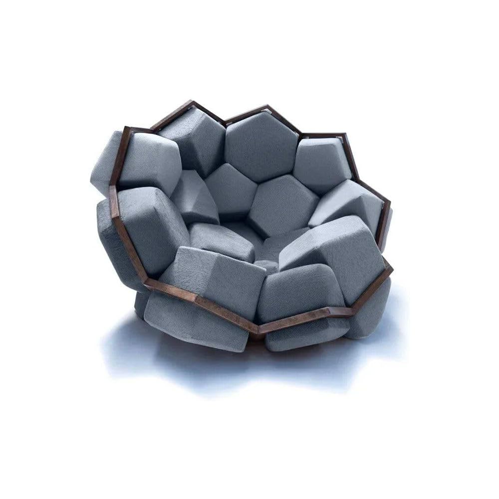 Artistic Quartz Armrest Leisure Chair – Modern Fabric Single Sofa for Home and Hotel Dark Blue