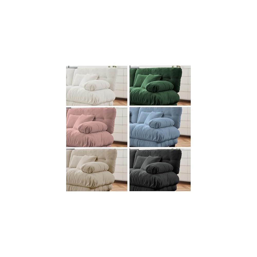 Oversized Modular Velvet Sectional Cloud Sofa Couch with Movable Ottoman,Corner Sofa with Comfortable Armrests, Deep Seat, Convertible L or U Shaped Couch (Sky-Light Blue, 2 Seat +2 Ottoman)