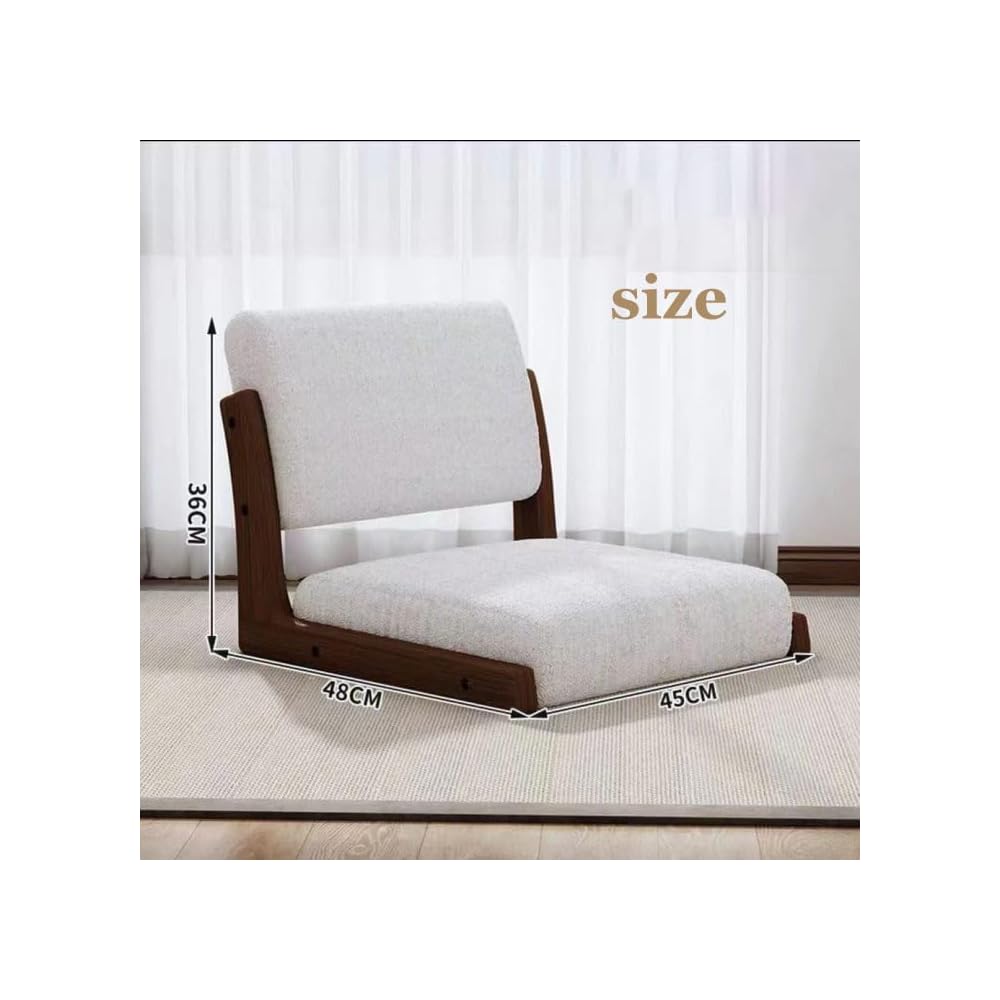 Japanese Floor Meditation Chair with Back Support - Solid Wood, Ergonomic Design for Living Room, Bedroom, Bay Window - Walnut-Green Color, Perfect for Relaxation