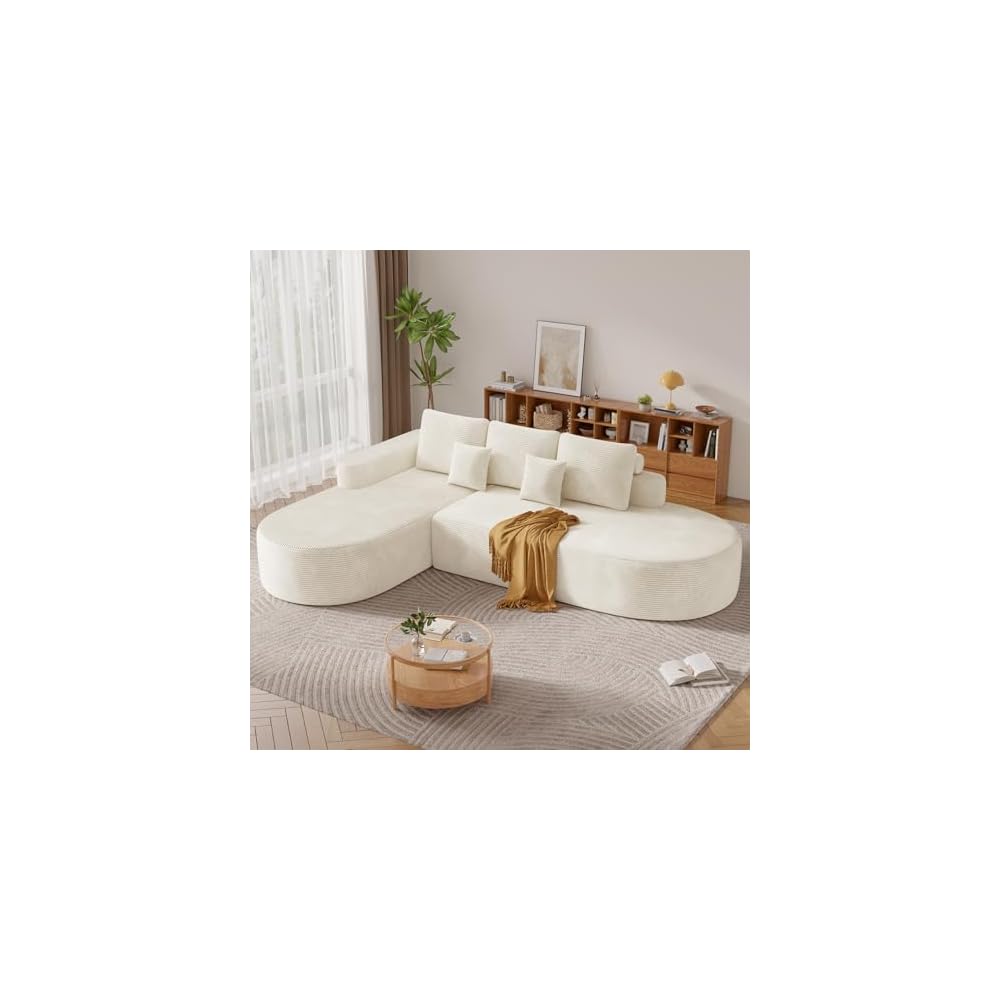 112" Modern Curved Cloud Couch, Beige 1 PCS