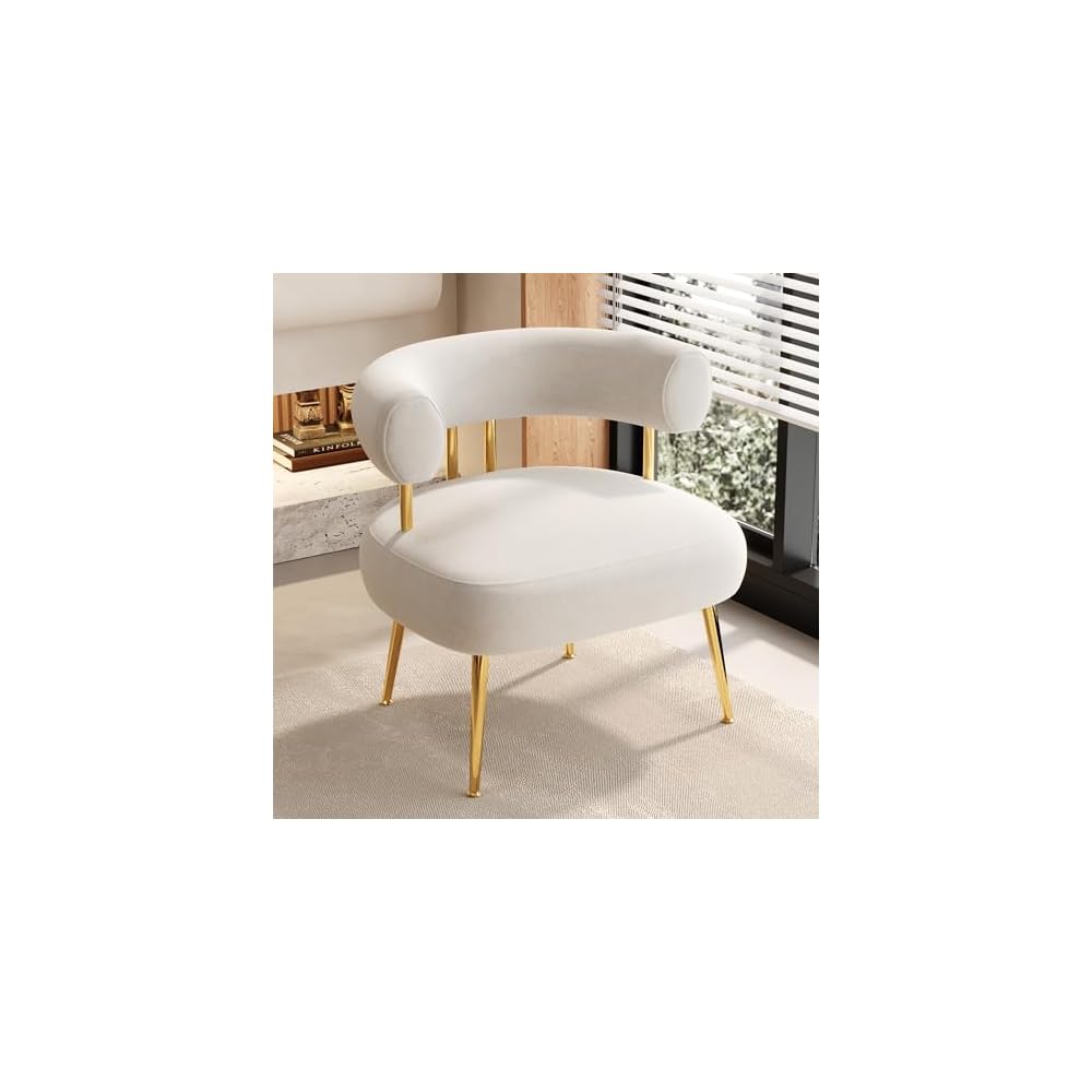 Mid Century Sherpa Boucle Accent Chair, Round Upholstered Barrel Arm Chair for Small Spaces, Fluffy Side Corner Sofa Chair for Living Room, Bedroom, Vanity, Office, Reading Nook
