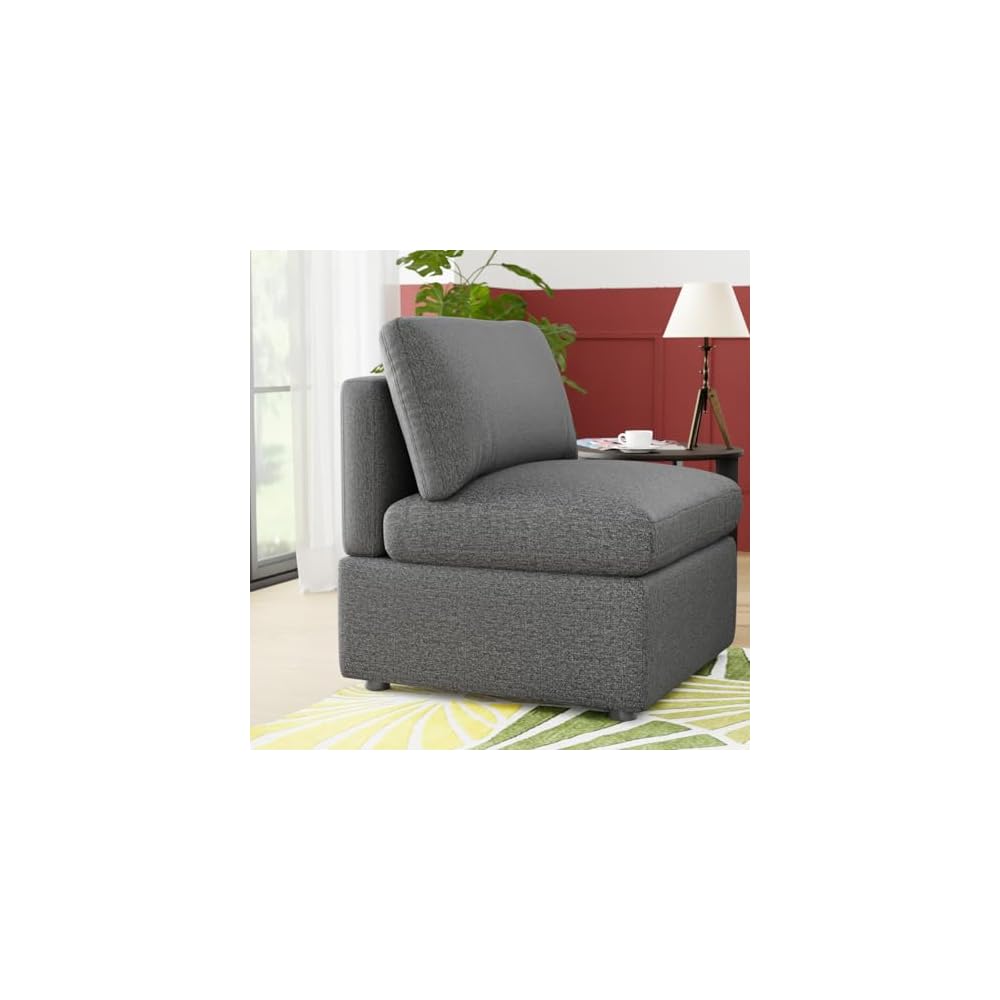 Sofa Couch Deep Seat Sofa Couch 1-Seat Convertible Sofa Modular Sectional Sofa Couch for Living Room Bedroom Home Office, Dark Gray
