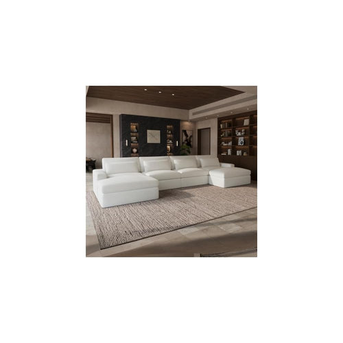 181" Deep Seat Modular Sectional Sofa, Removable Washable Covers, 6 Seater U Shape Cloud Couch with Lumbar Pillows, Chenille Boneless Sectional Couch Beige, No Assembly Required