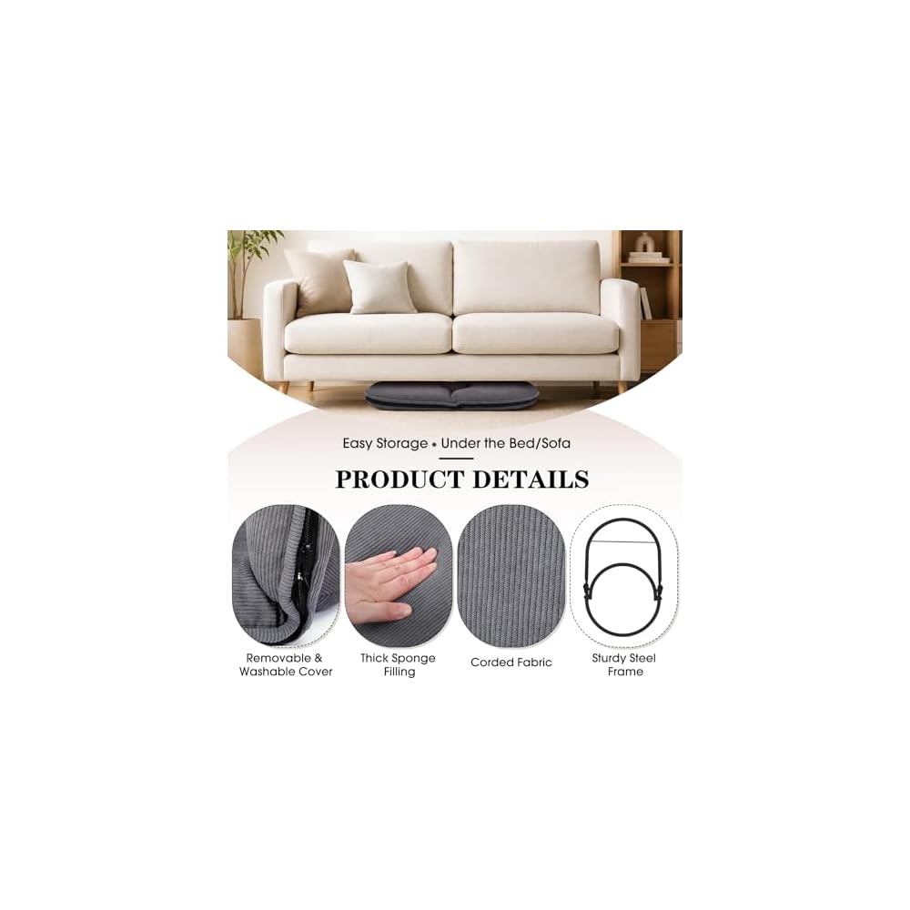 1 Pcs Floor Chair with Back Support, 5 Foldable Position, Grey