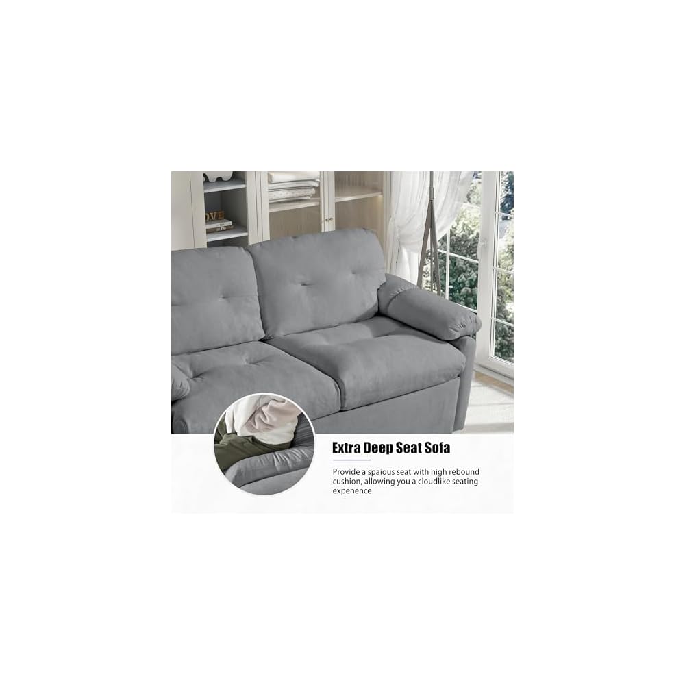 71.65" 3-in-1 Convertible Sleeper Couch for Living Room,Gray