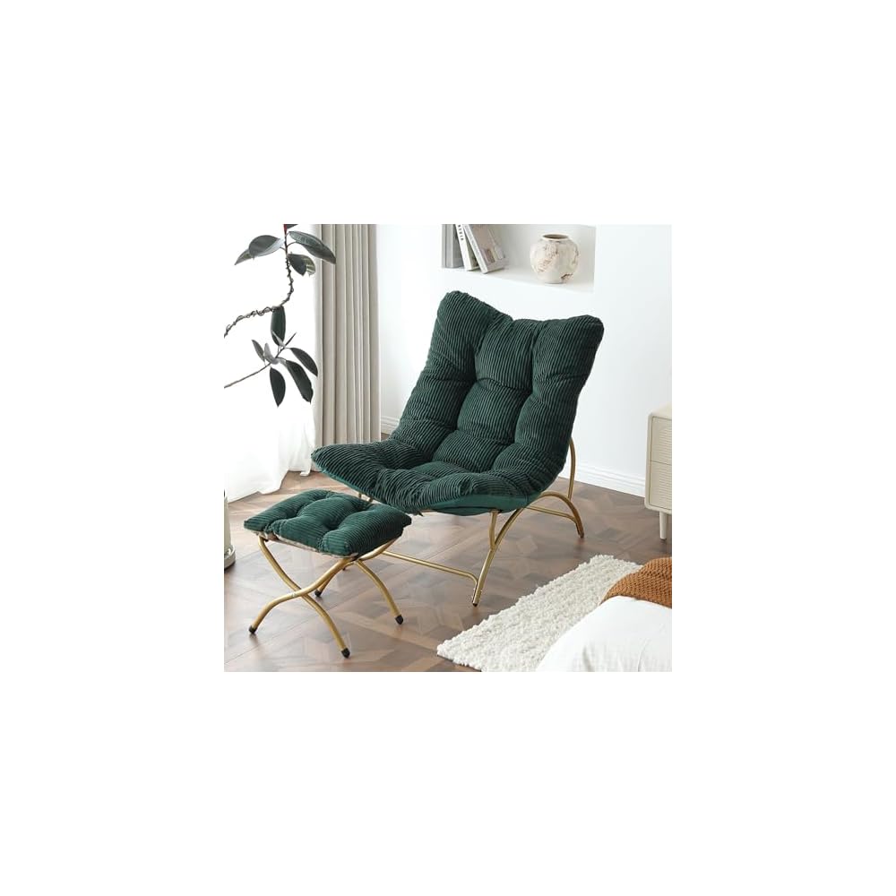 Lazy Lounge Chair with Ottoman, Modern Living Room Chair, Dark Grey