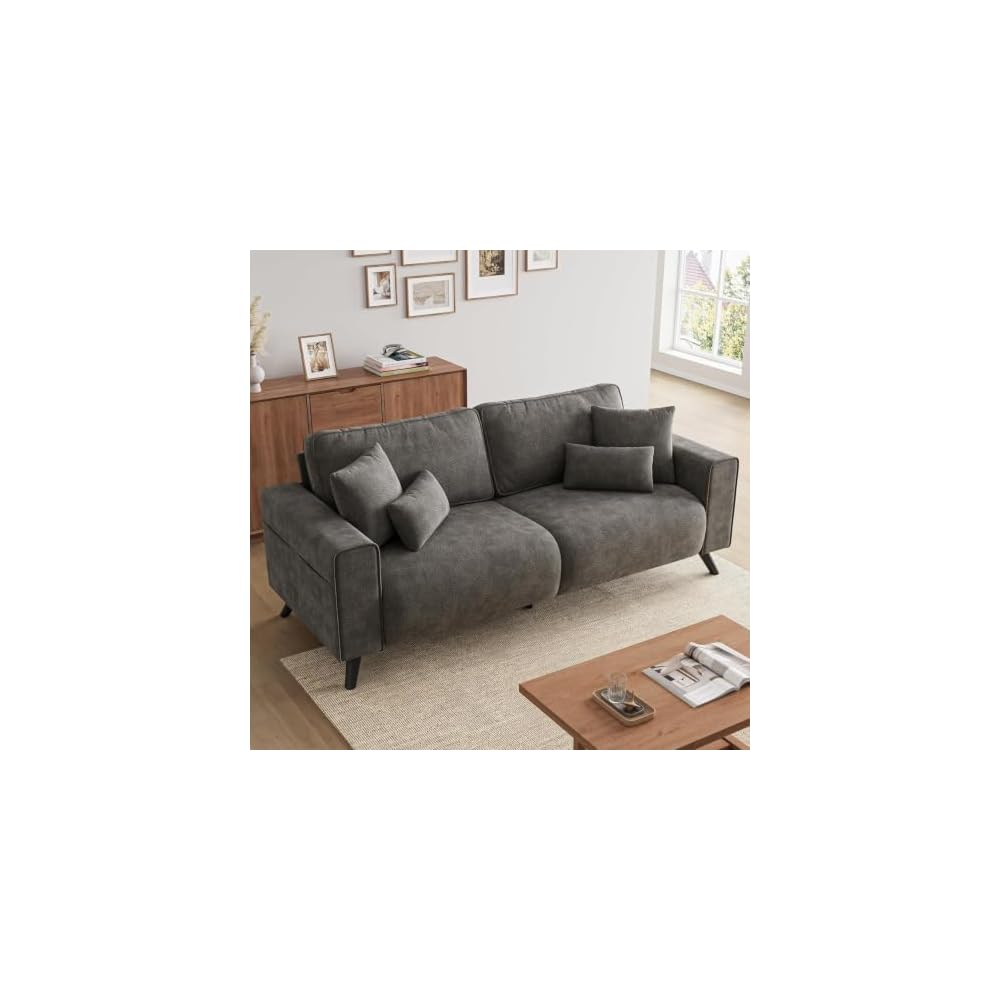 85" Loveseat Sofa, Chenille Couch with Deep Seat, Dark Grey