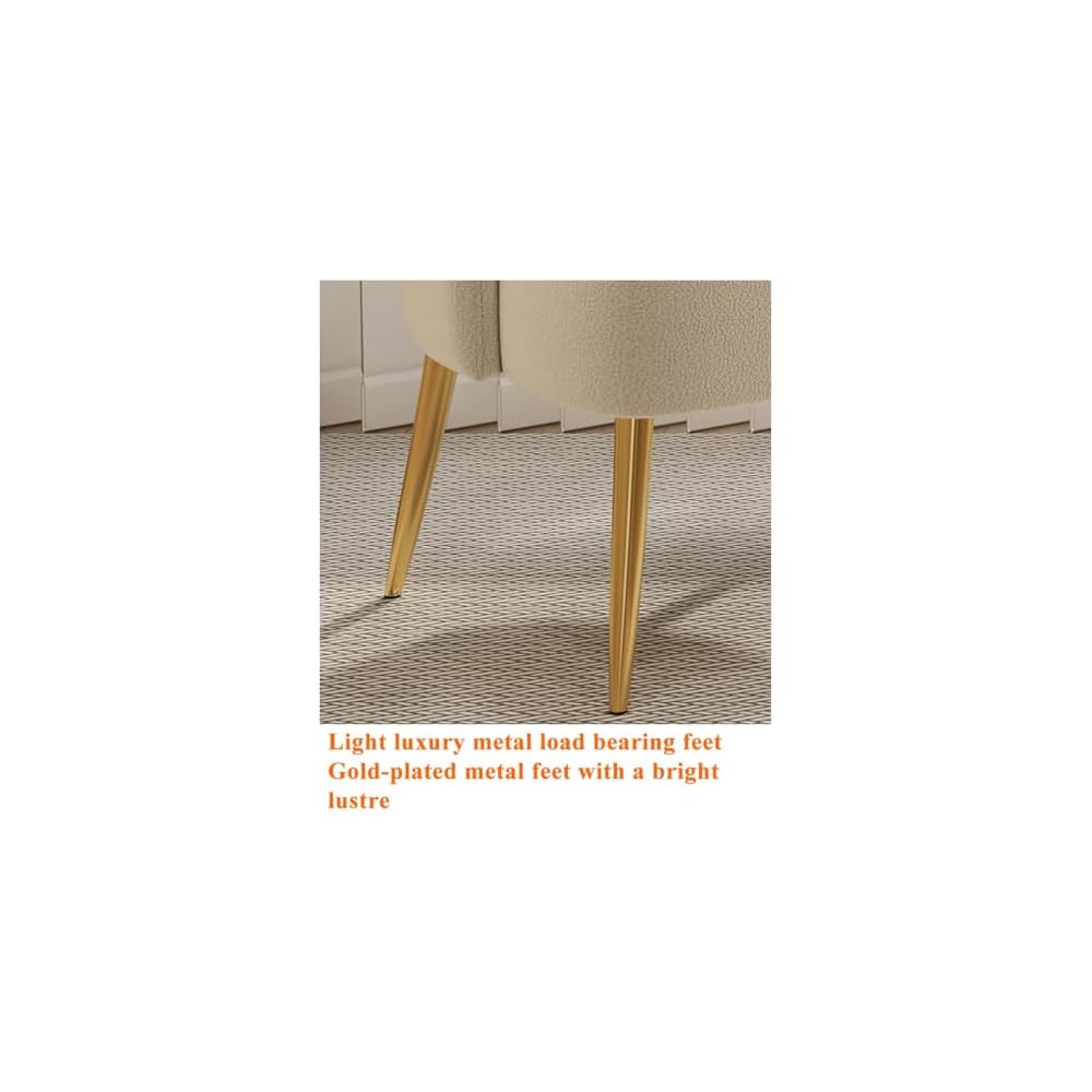 Modern Plush Living Room Chair Upholstery Lazy Chair Arm Chair with Pillows,Comfy Chair Bedroom Accent Chairs Sofa Seat Chair for Hotel Parlour Negotiation(White,Gold Legs)