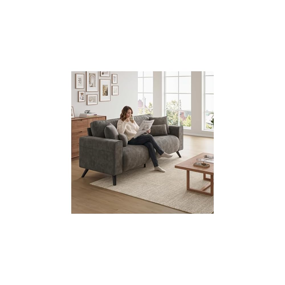 85" Loveseat Sofa, Chenille Couch with Deep Seat, Dark Grey