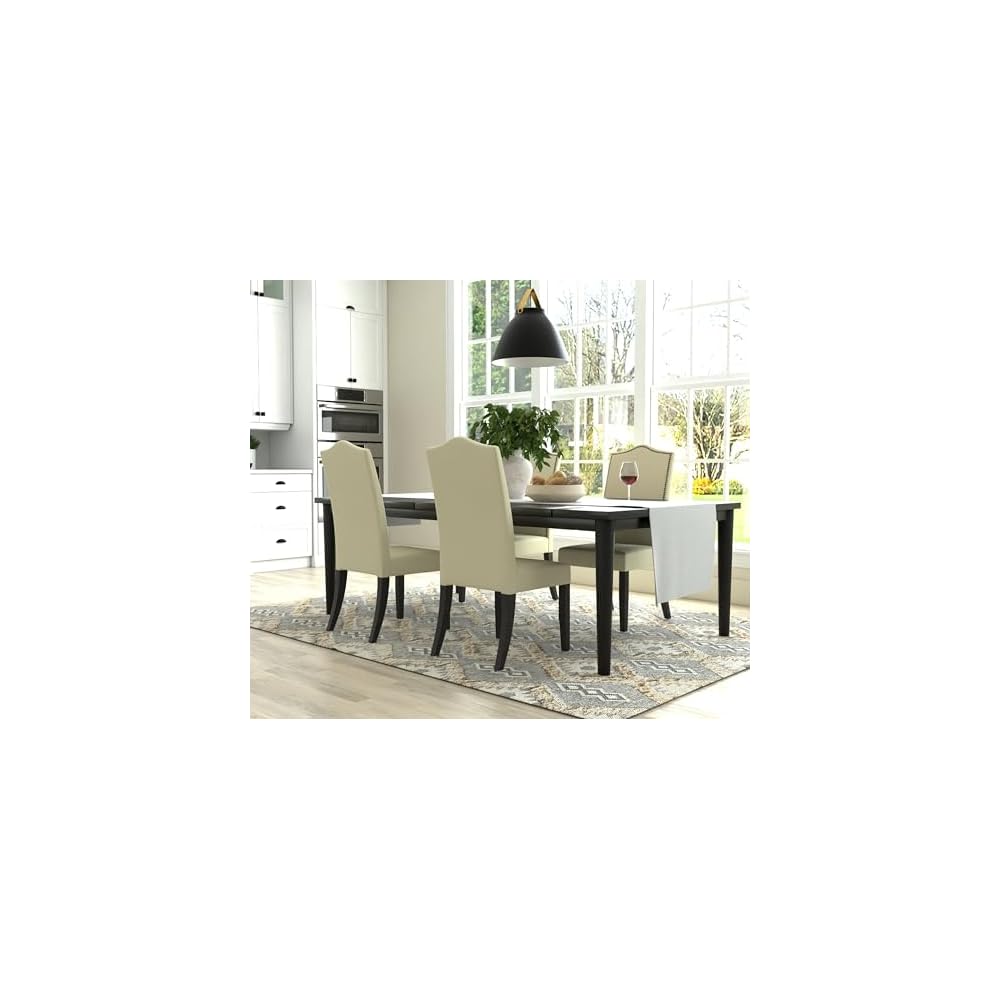 Nailhead Trim Tufted Back Parson Chair - Solid Wooden Frame with Foam Seat and Back Linen Upholstered Chairs - Modern Home Decor Furniture for Living Room, Dining (Espresso)