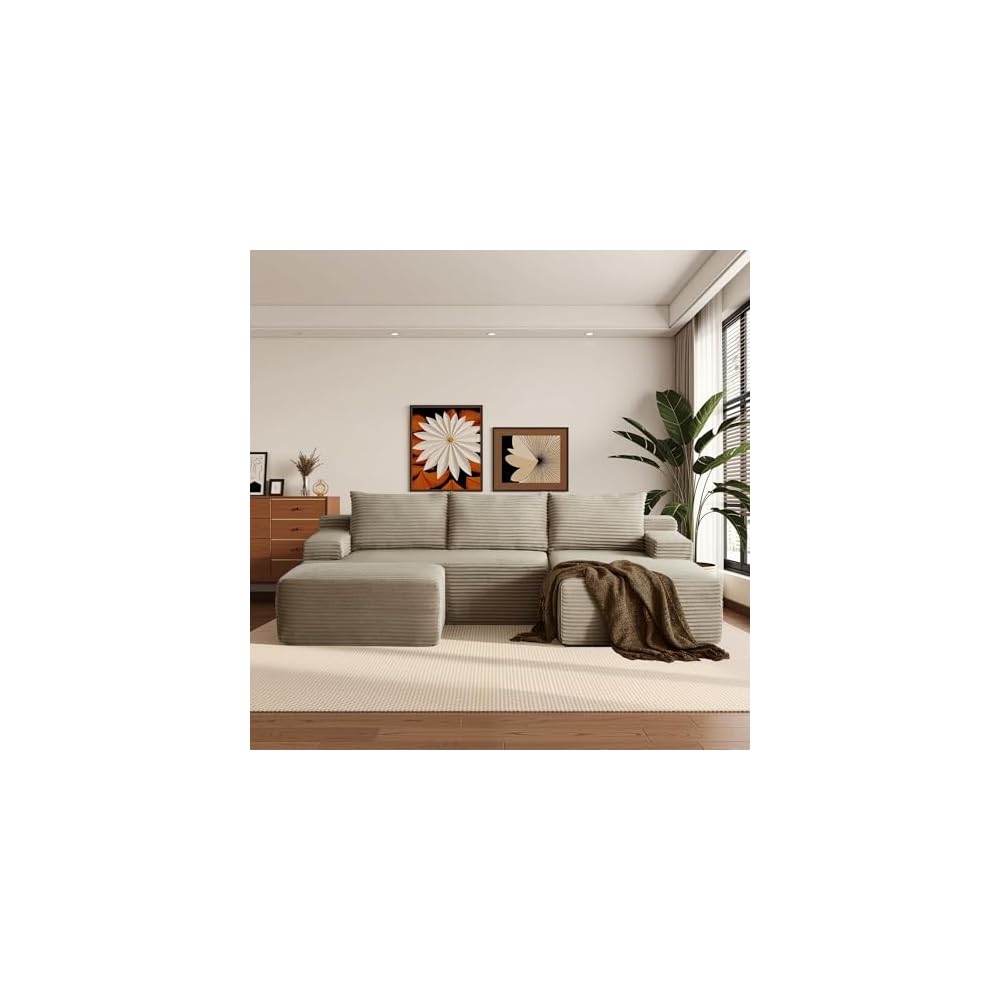 Boneless Couch Comfy Sectional Couches for Living Room,U Shaped Modular Cloud Couch Sofa, Minimalist Modular Sectional Sofa with Deep Seat