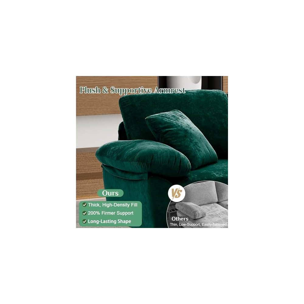 114" U-Shaped Modular Sectional Sofa for Living Room, Green