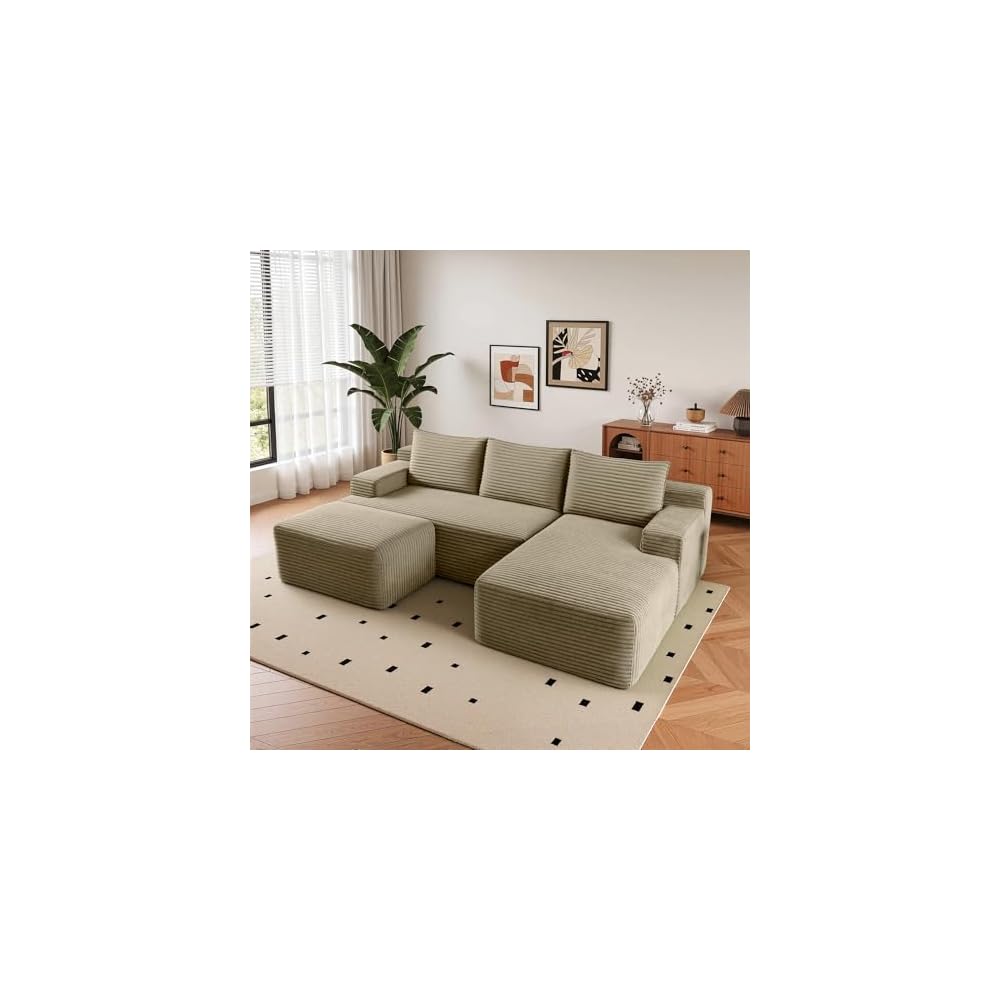 Boneless Couch Comfy Sectional Couches for Living Room,U Shaped Modular Cloud Couch Sofa, Minimalist Modular Sectional Sofa with Deep Seat