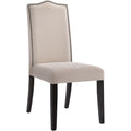 Nailhead Trim Tufted Back Parson Chair - Solid Wooden Frame with Foam Seat and Back Linen Upholstered Chairs - Modern Home Decor Furniture for Living Room, Dining (Espresso)
