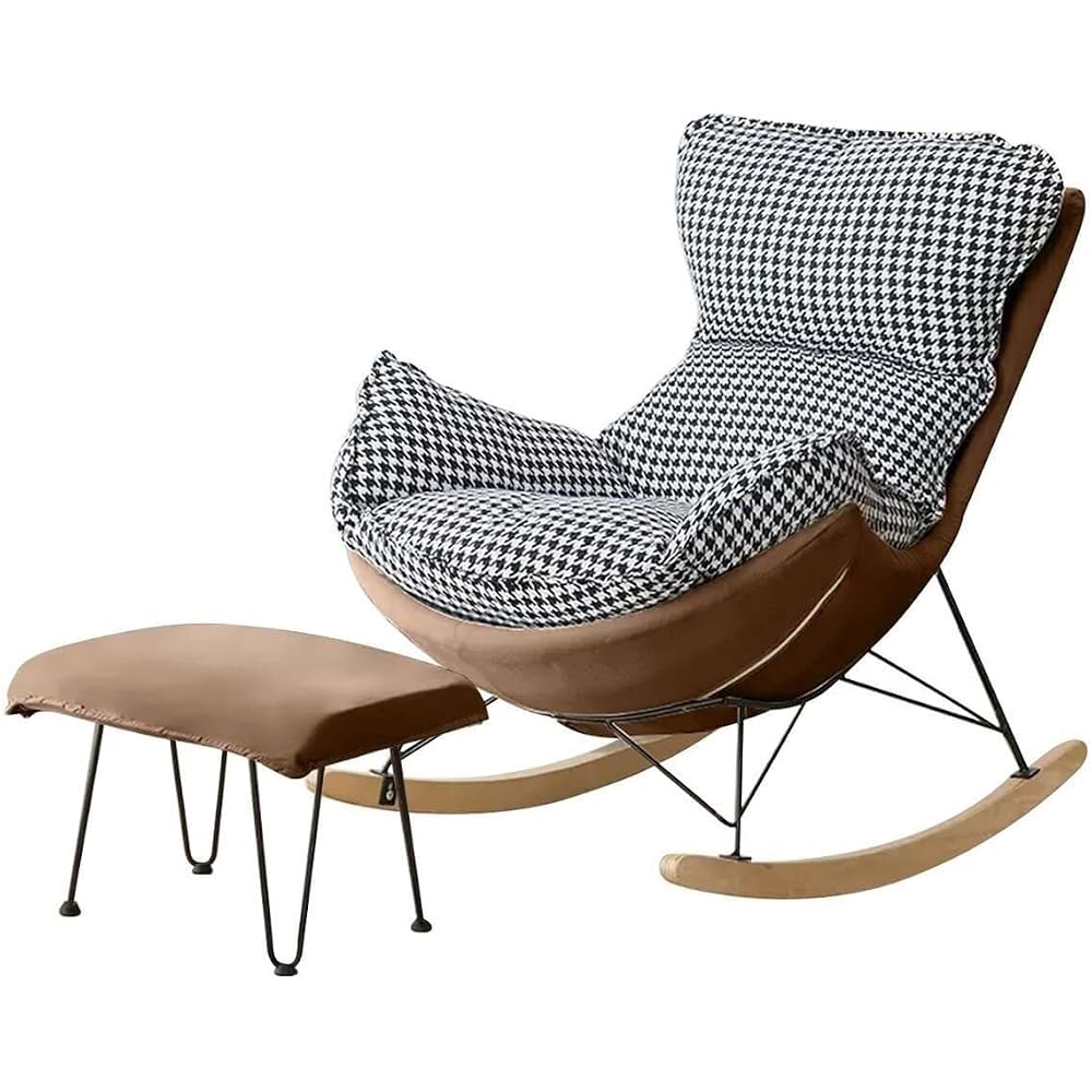 LSLYTQ Living Room Reclining Rocking Chair, Rocking Chair with Foot Stool, Balcony Relaxing Chair, Armchair, Soft Leather Chair, Bedroom Lounge Living Room Reading Chair