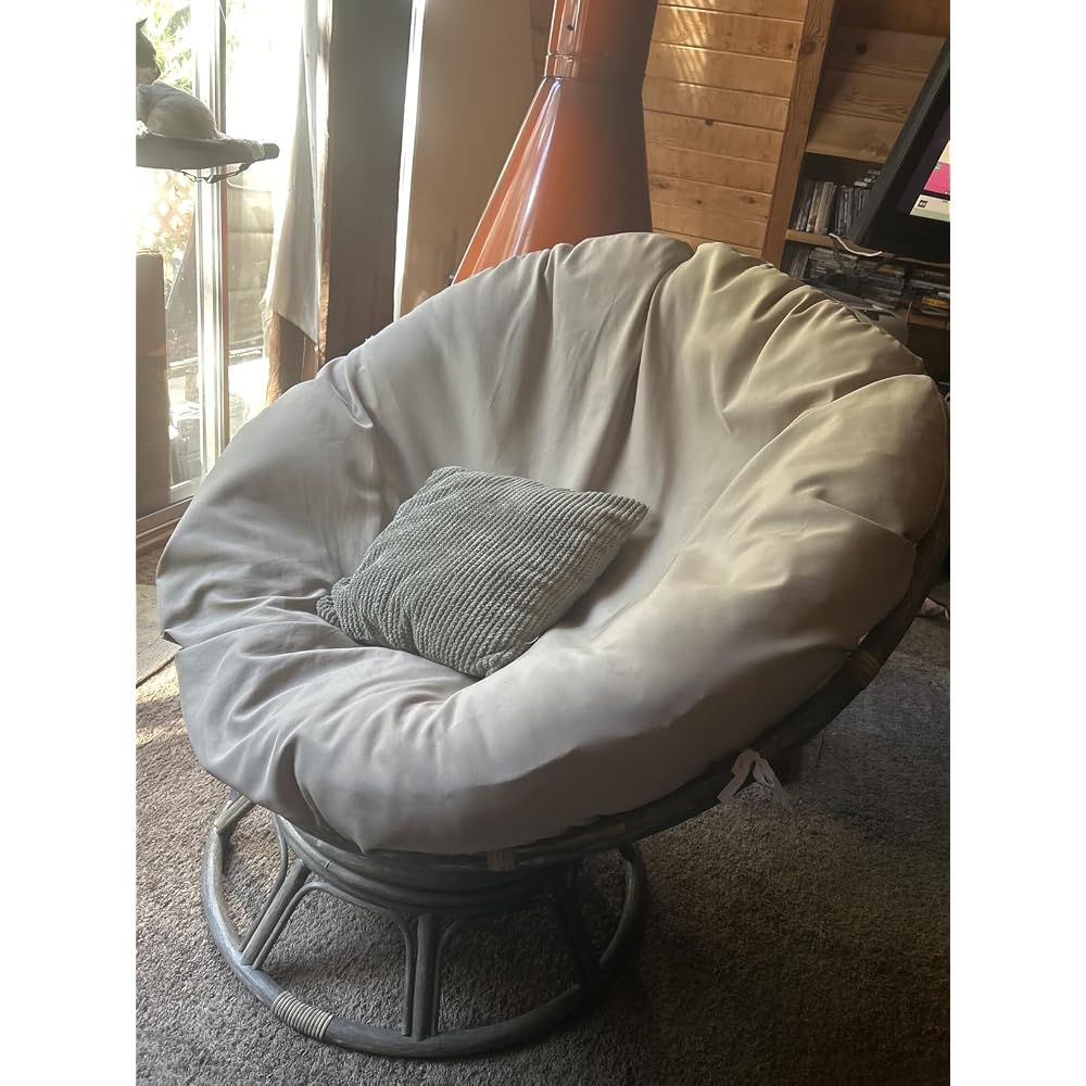 Solid Twill Papasan Chair Cushion, 52" x 6" x 52", Burgundy