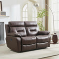 63'' Genuine Leather Manual Reclining Loveseat Sofa Couch for Living Room/Home Theater/Office/RV