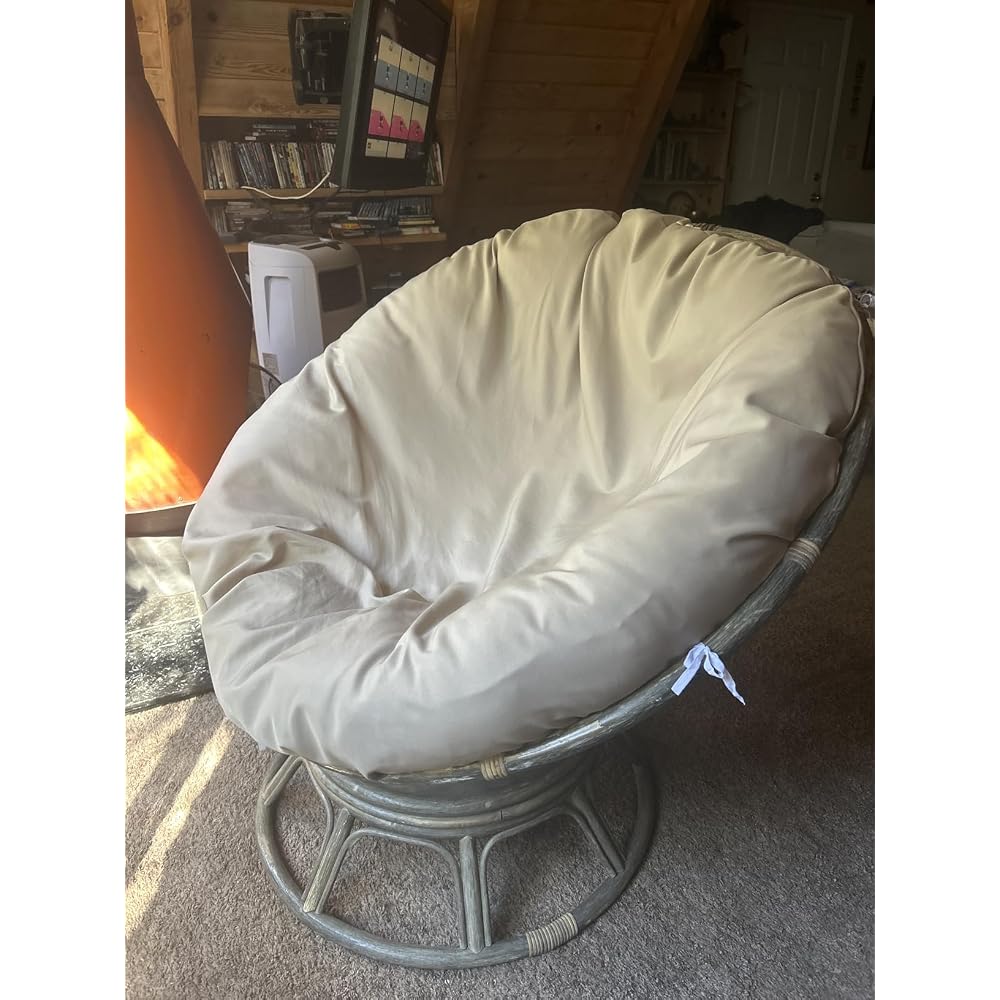 Solid Twill Papasan Chair Cushion, 52" x 6" x 52", Burgundy