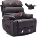 Extra Wide PU Leather Manual Recliner Chair for Adults with Massage & Heat, Oversized Lazy Lounge Chair with 1.5× Thickened Sponge Armrests & Backrest for Ultimate Comfort in Living Room or Bedroom