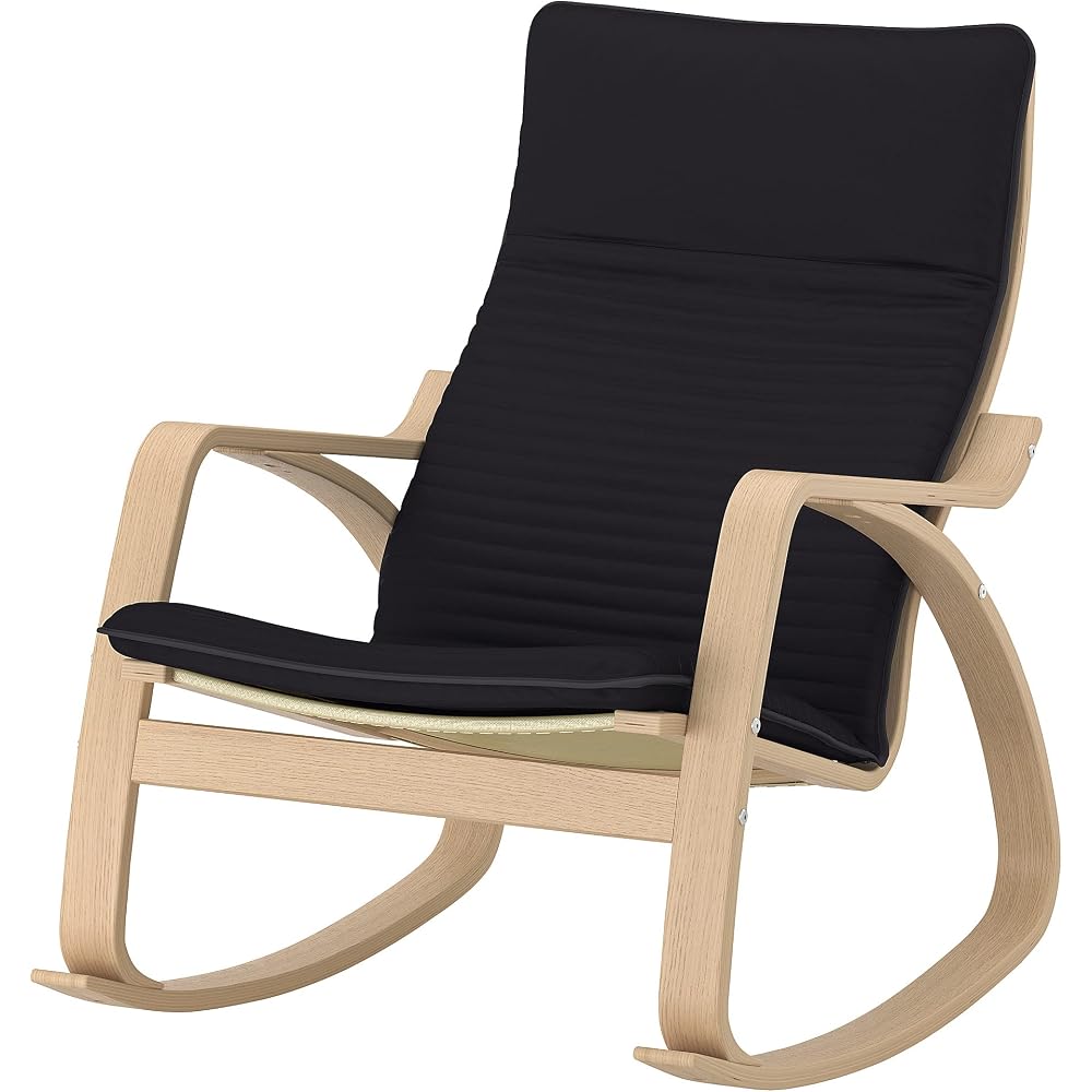 POÄNG Rocking-chair, white stained oak veneer/Knisa black