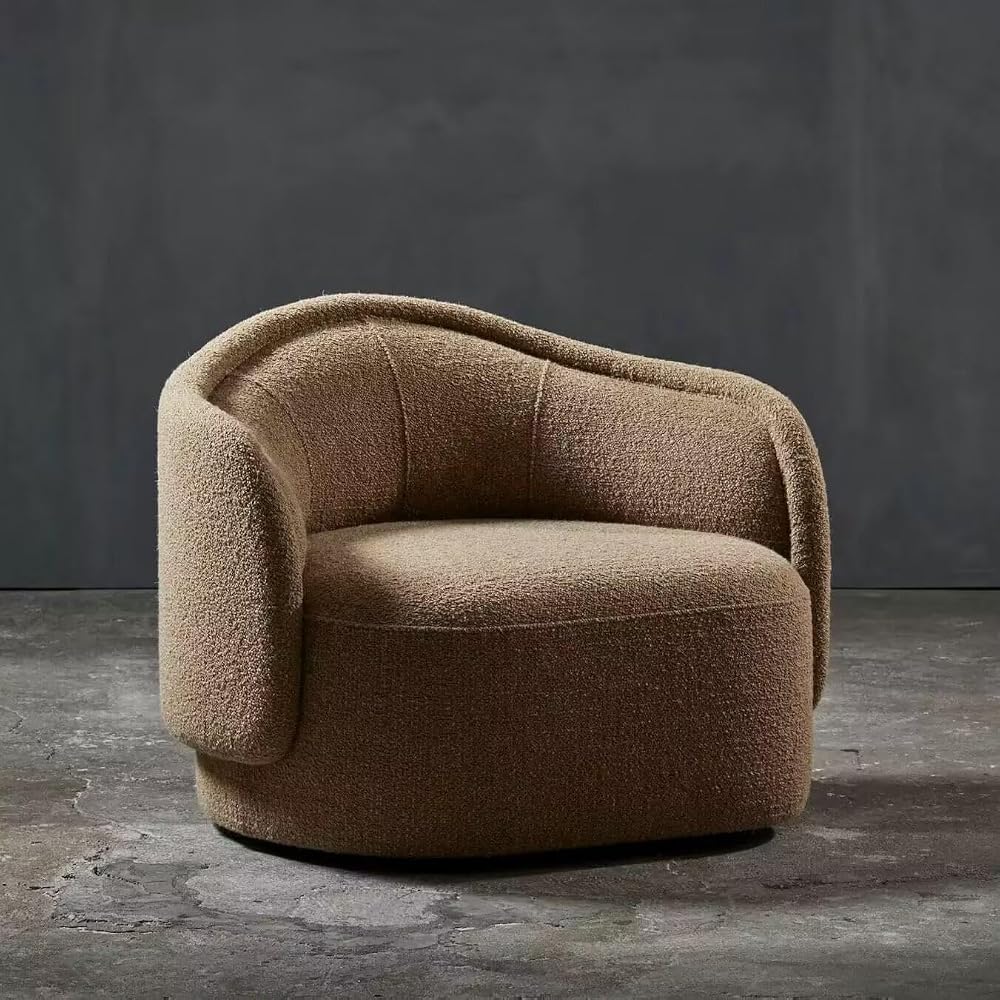 Olive Green Corduroy Accent Chair with High Back and Sloping Arms
