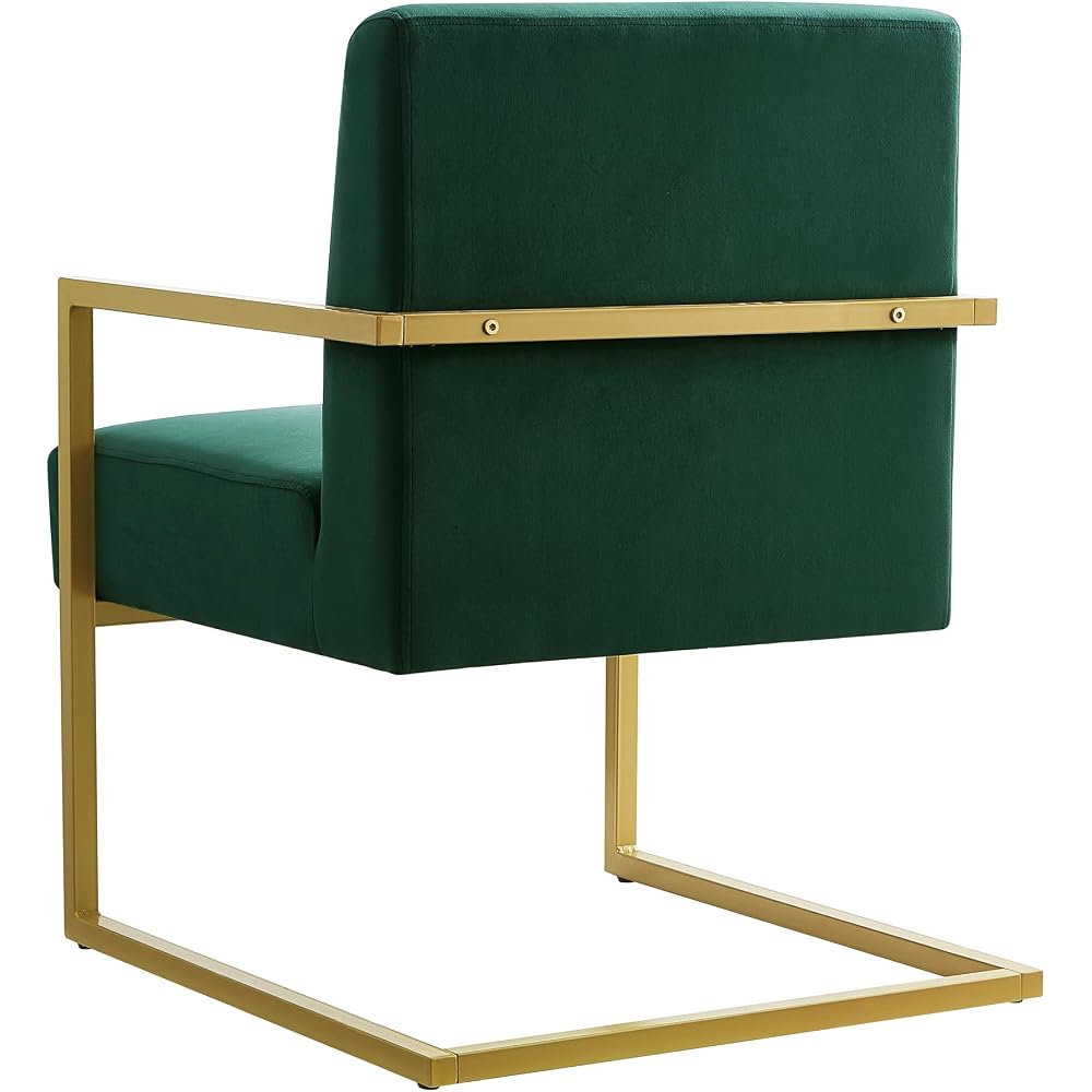Fashion Velvet Accent Chair with Gold Metal Stand-Jade