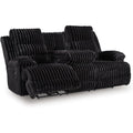Signature Design by Ashley Power Reclining Sofa, Drop Down Table, Higgesbee