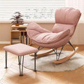 Modern Upholstered Rocking Recliner Sofa Chair with Ottoman - High Back Comfy Armchair for Living Room & Bedroom, Stylish Pink Chair for Home Leisure