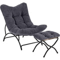 Lazy Lounge Chair with Ottoman, Modern Living Room Chair, Dark Grey