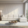 Cloud Couch Modular Sectional Sofa,134" L Shaped Couch, Oversized Convertible Wide Seater,4 Seater with Ottoman for Living Room Set, Covers Washable&Replaceable,Beige