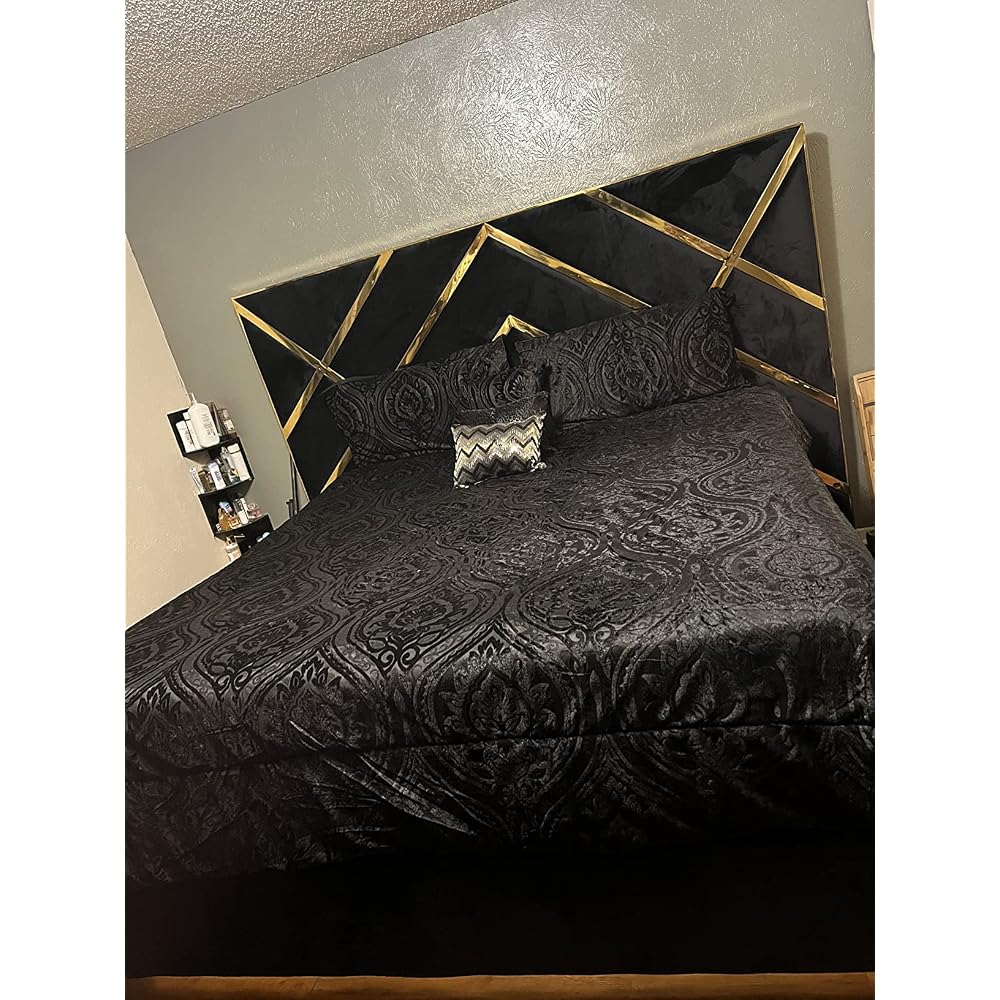 VectorCream-Q Vector Collection Modern | Contemporary Velvet Upholstered Bed, Custom Gold Metal Base and Polished Gold Metal Design, 81.5" W x 85.5" D x 68" H, Cream, Queen
